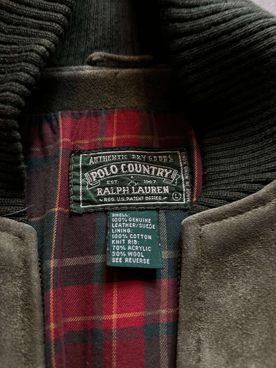 [L]90's 폴로 컨트리 체크 라이닝 리얼 스웨이드 플라이트 자켓 상품이미지3