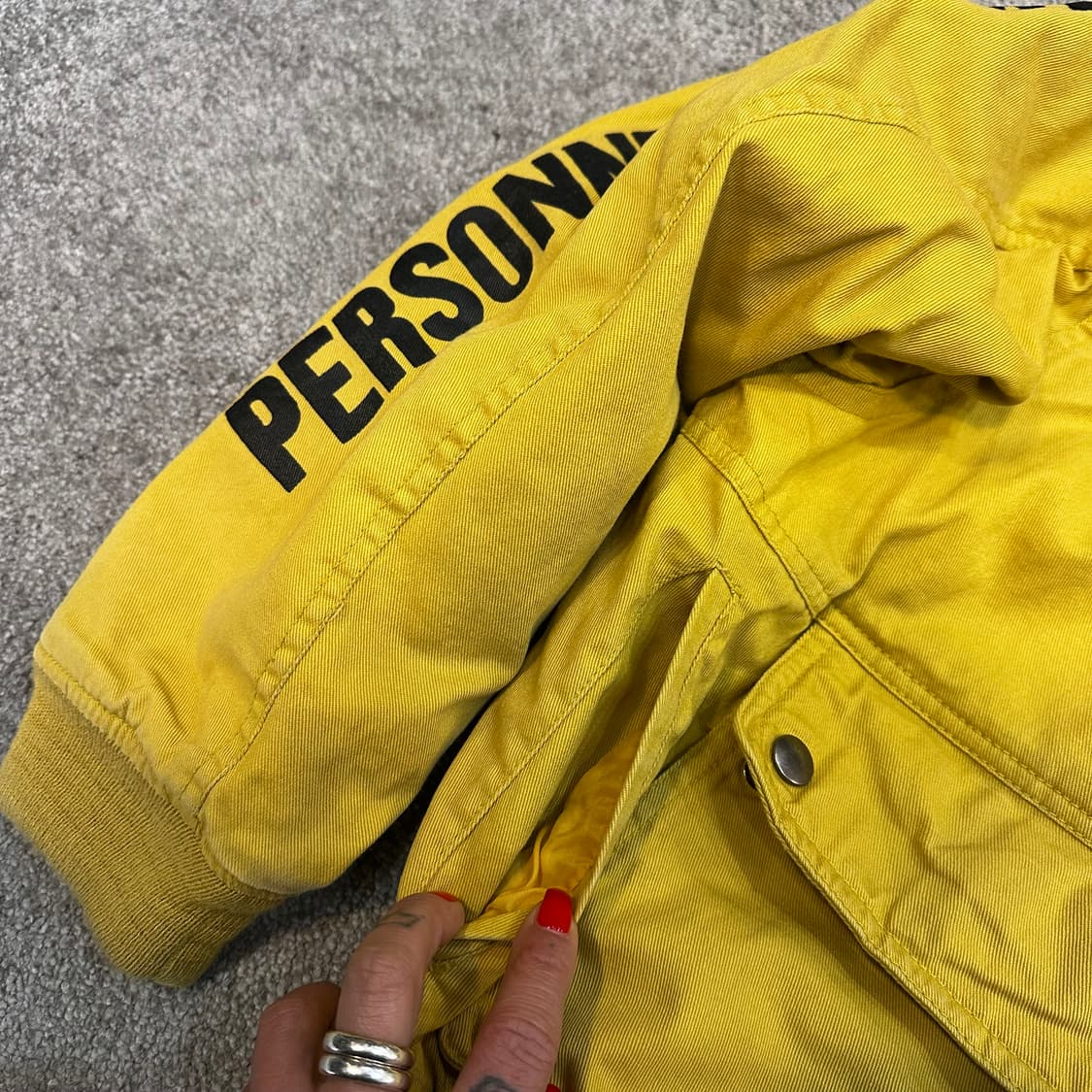 재패니즈 빈티지 옐로우 스펠아웃  봄버 자켓L 상품이미지5
