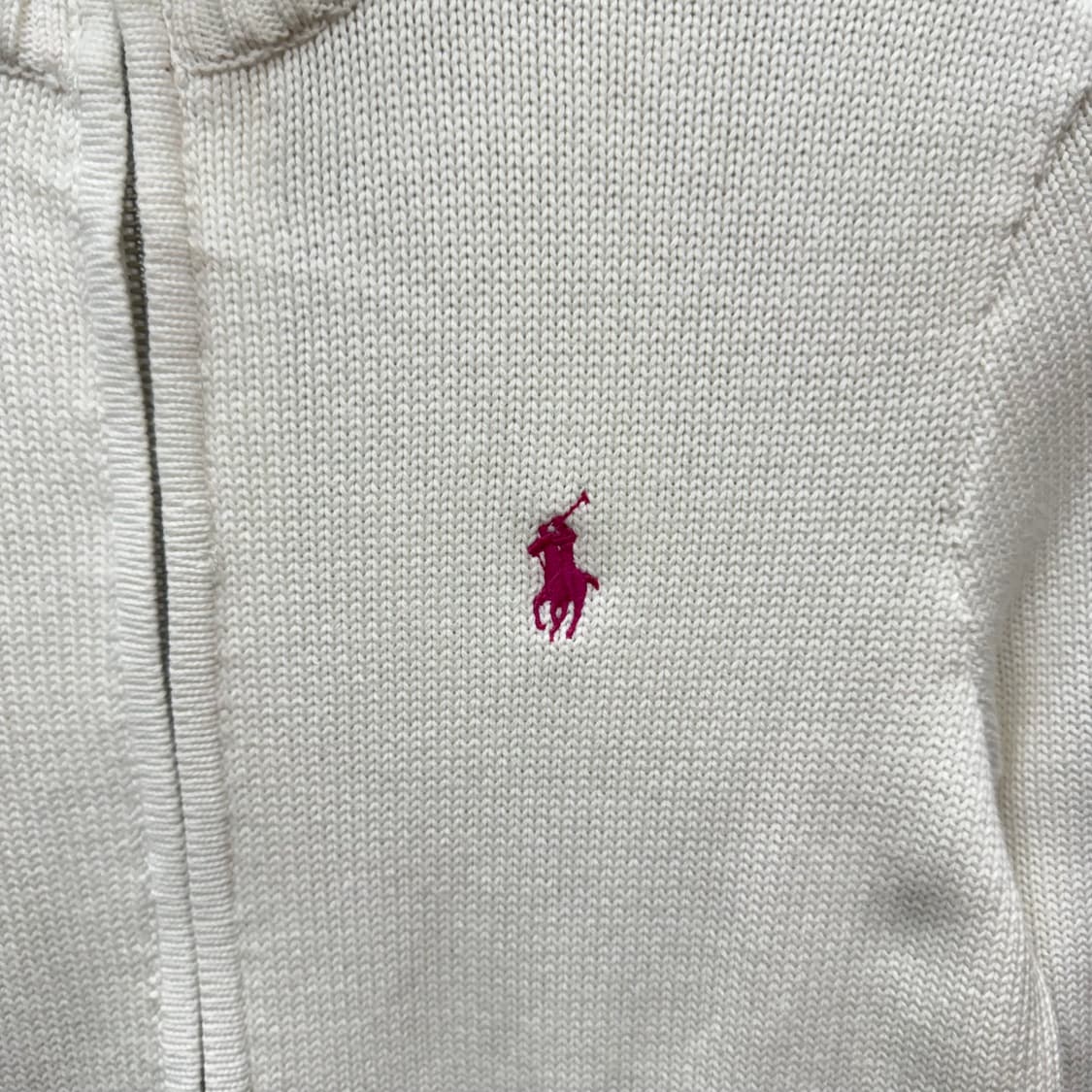 폴로 랄프로렌 하이넥 집업 핑크 포니 로고 포인트 화이트 상품이미지5