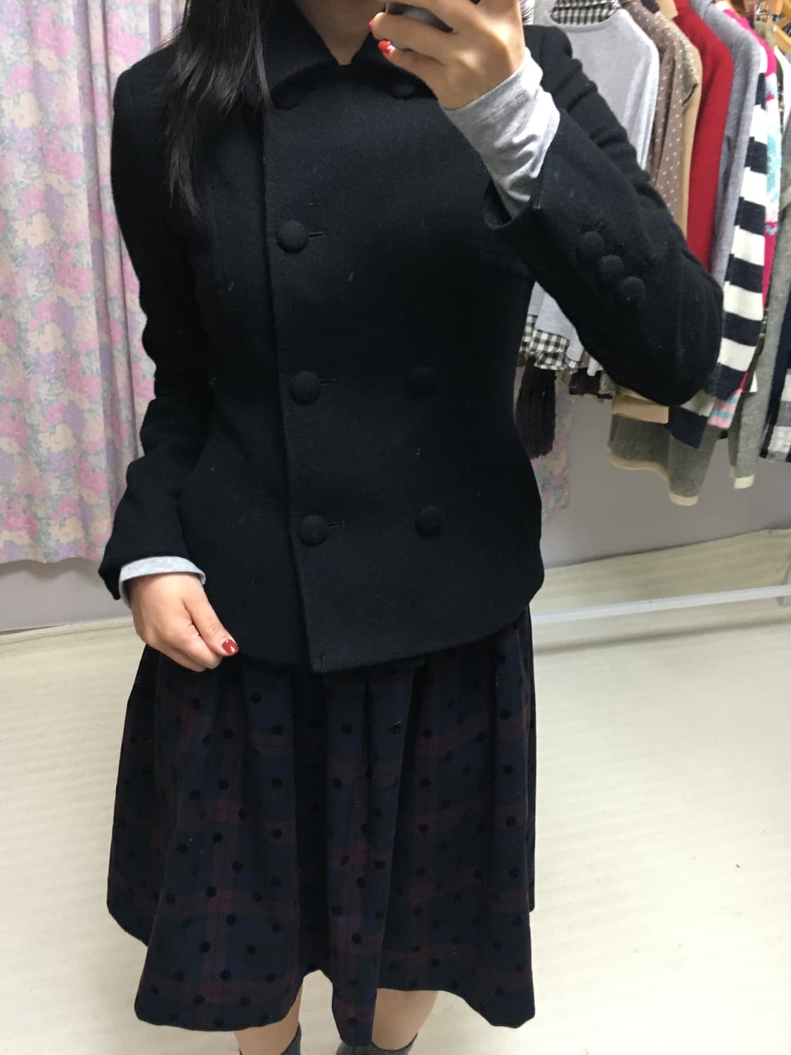 블랙 울 숏 코트 상품이미지4