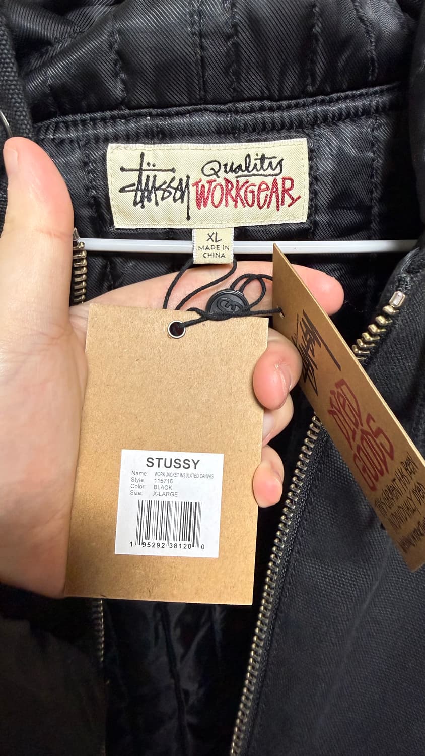 스투시 인슐레이티드 캔버스 워크 자켓 블랙 XL 상품이미지3