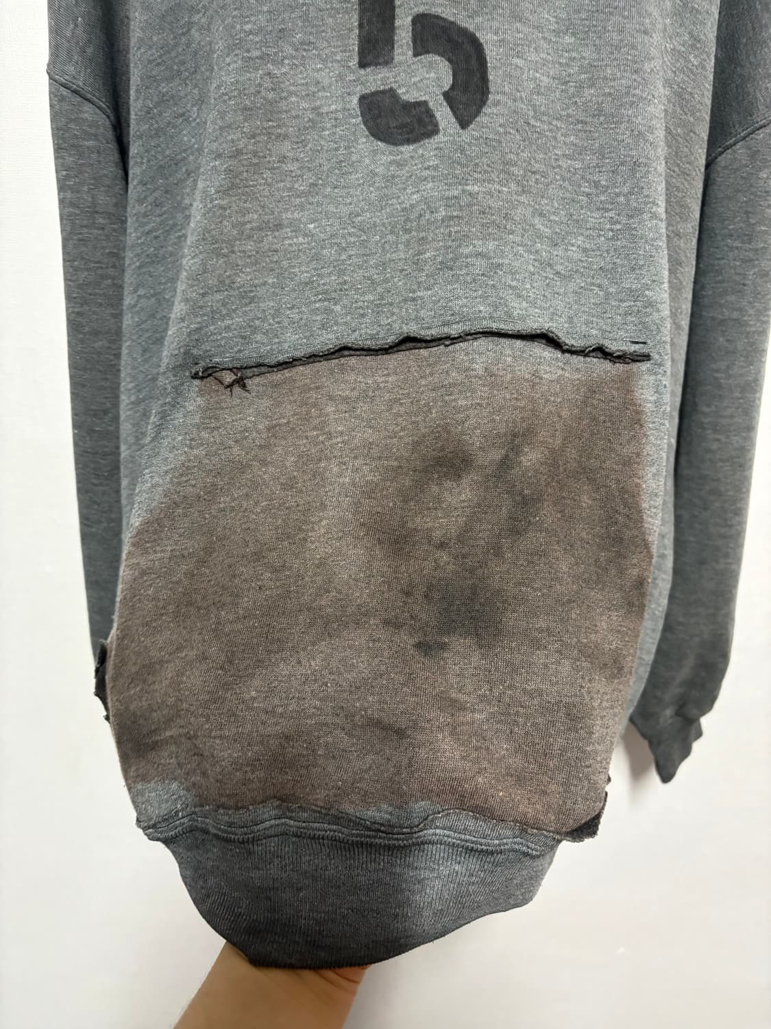 [M] Hanes Damage custom Gray Hoodie 상품이미지4