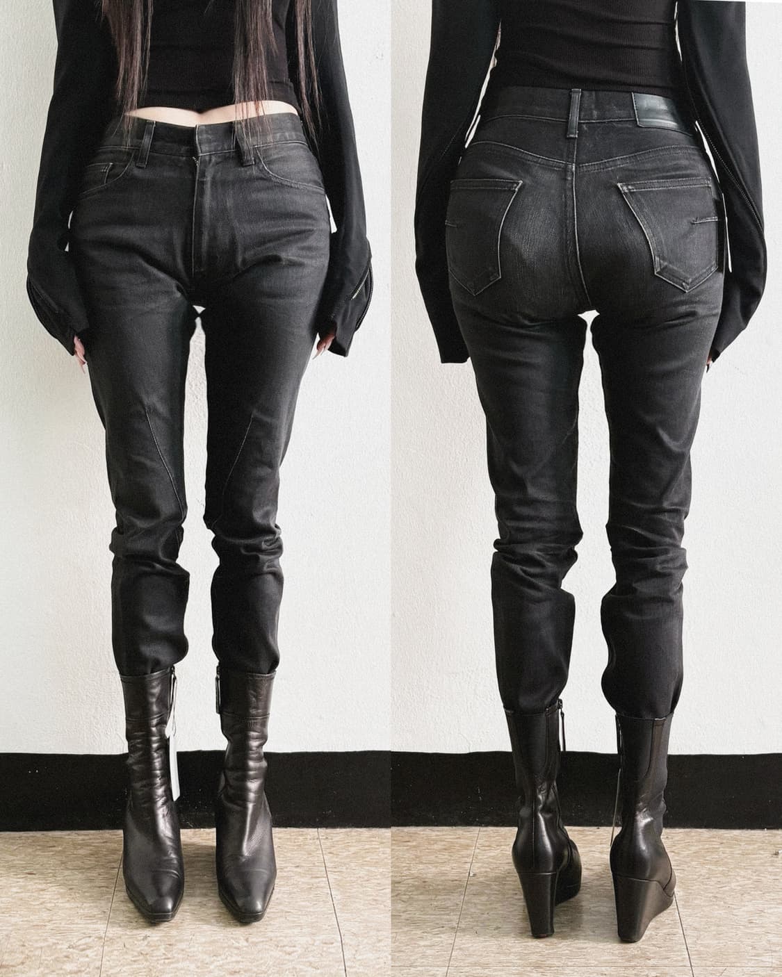 존로렌스설리반 왁스코팅 슬림 스트레이트핏 데님 상품이미지1