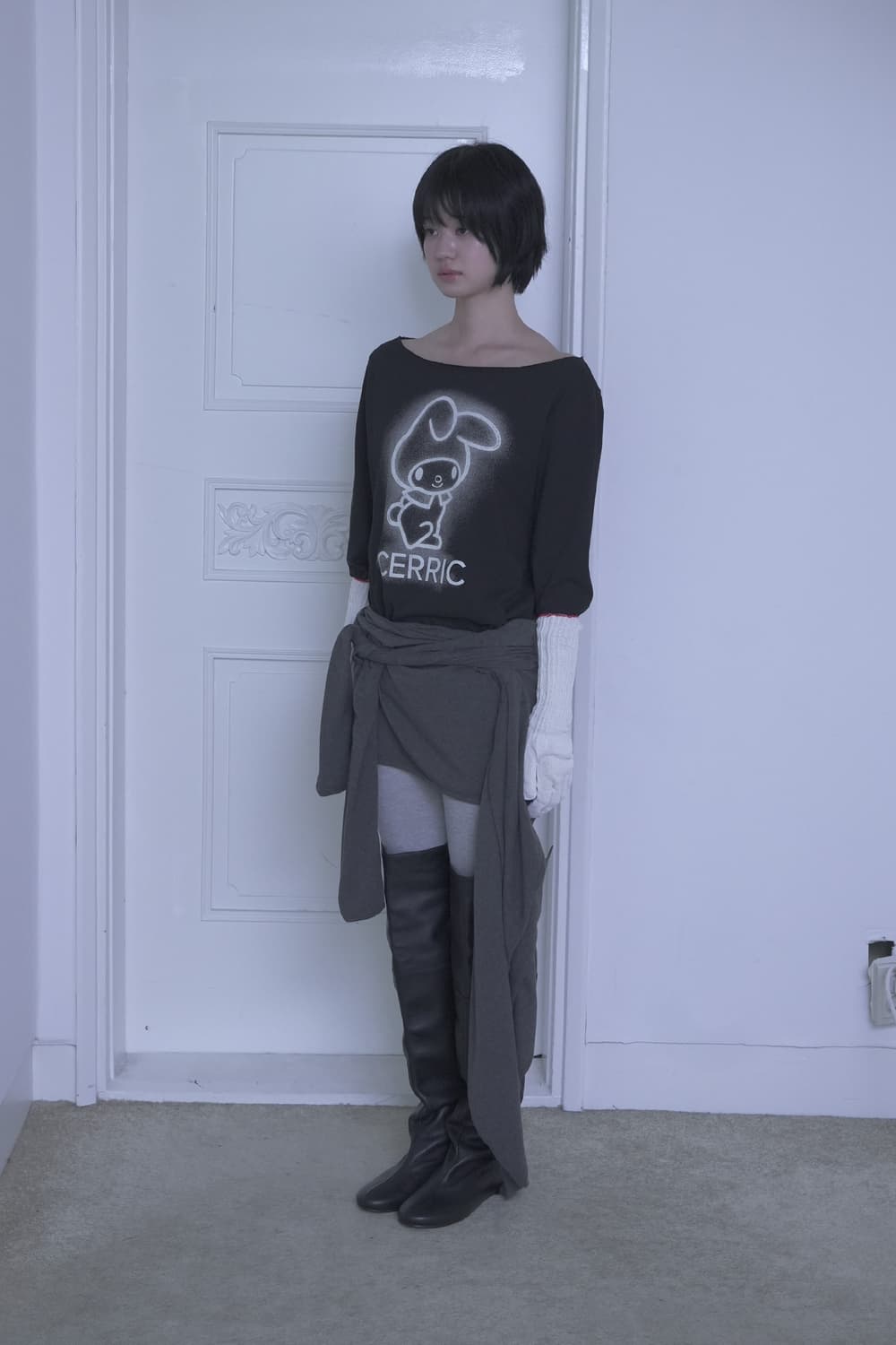 세릭 마이멜로디 My Melody Cut Out Top Black 산리오 상품이미지8