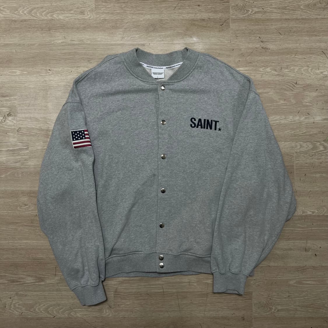 세인트페인 성조기 국기 패치 코튼 스타디움 자켓 [그레이] L/100 상품이미지1