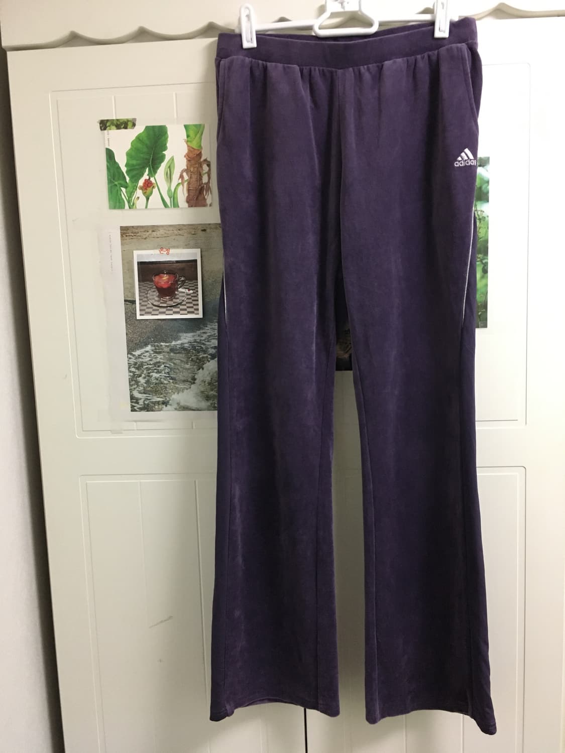 아디다스 희귀 벨루어 벨벳 보라 부츠컷 트레이닝바지 팬츠 상품이미지2