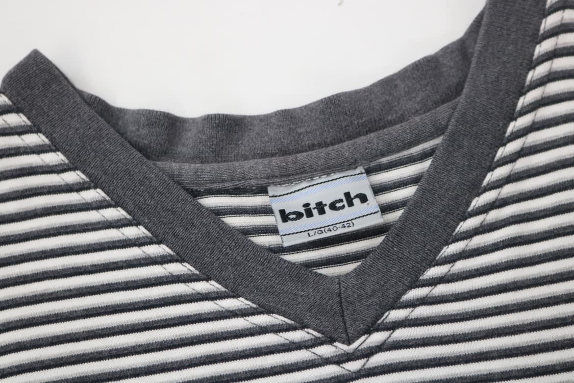 비치 스케이트보드 빈티지 스트라이프 브이넥 반팔 티셔츠 (L) 상품이미지5