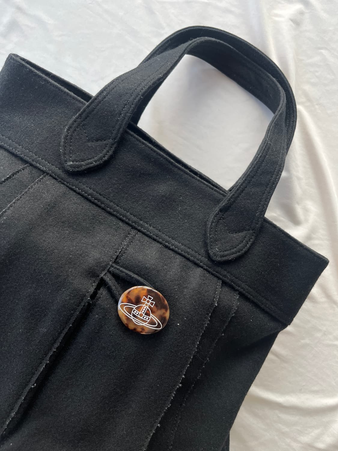 (유일매물) 비비안 웨스트우드 오브 로고 버튼 모직 토트 백 핸드 백 상품이미지4