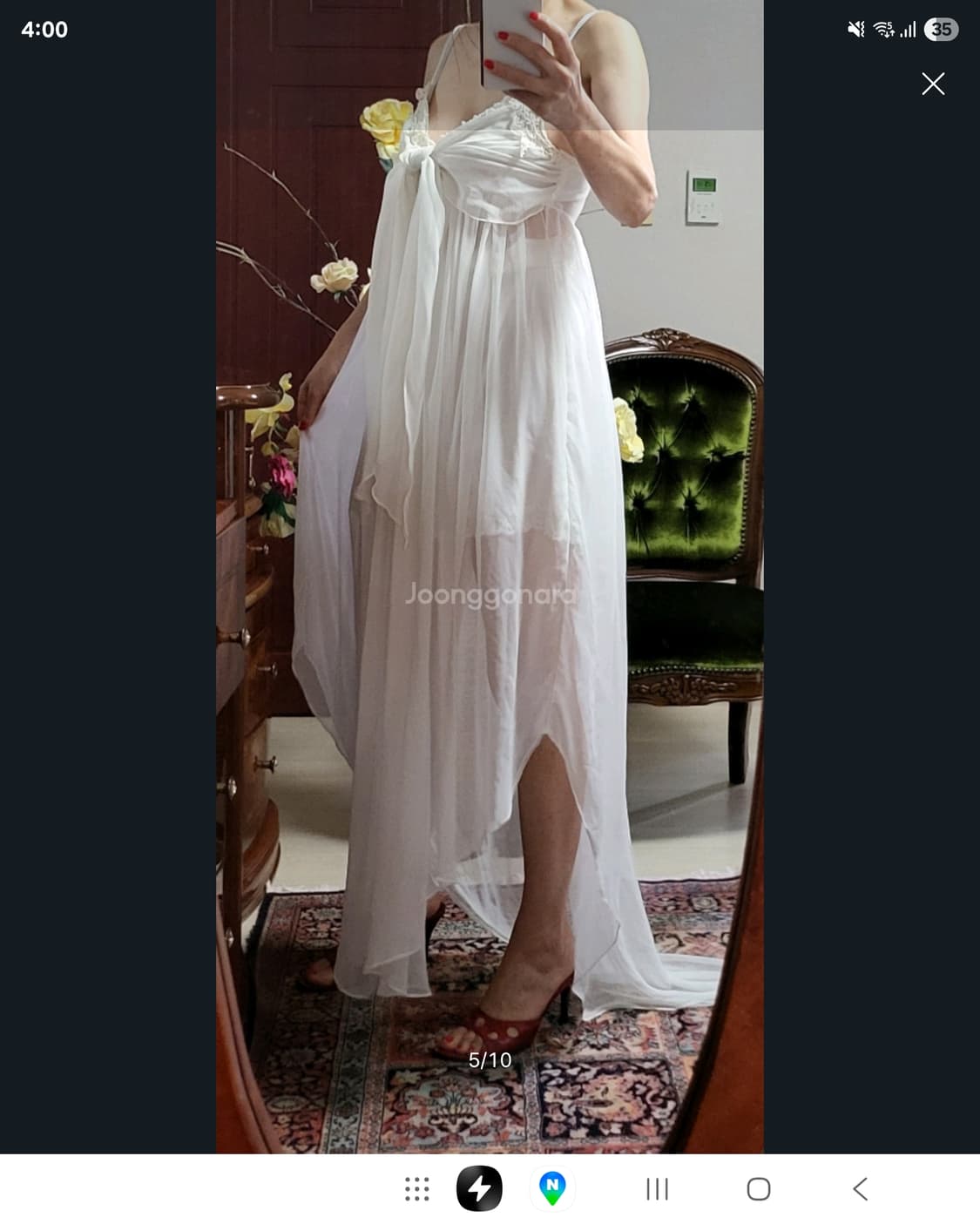 명품 수입 잠옷 나이트 웨어 Jonquil 시쓰루 화이트  상품이미지8