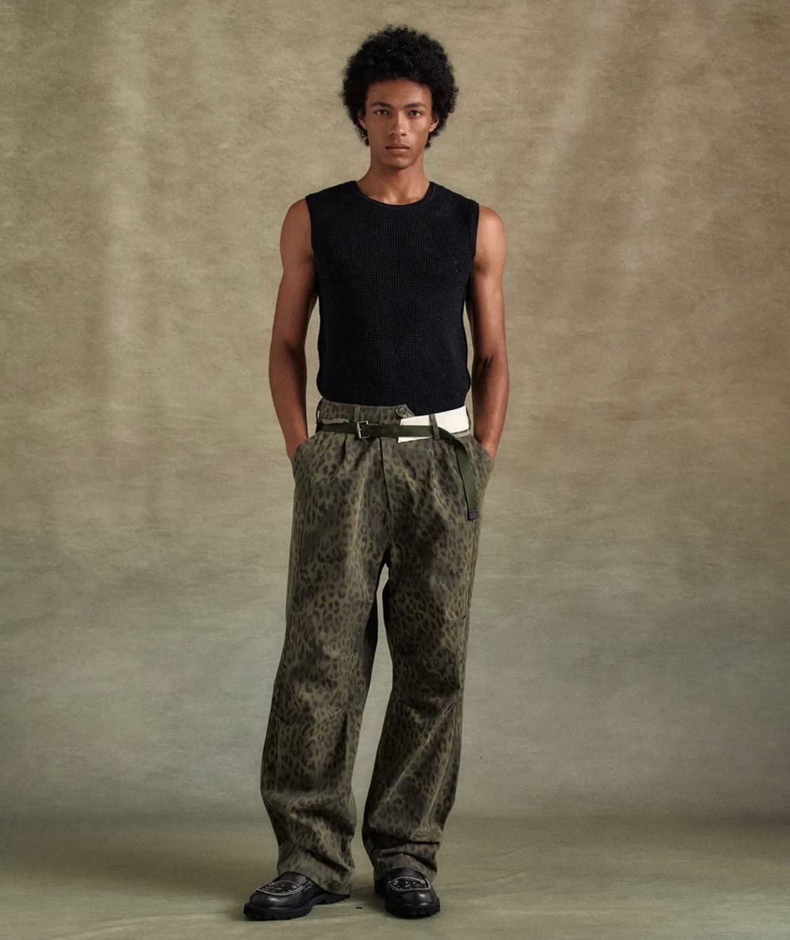 앤더슨벨 레오파드 크로스-오버 와이드 진 32 상품이미지1