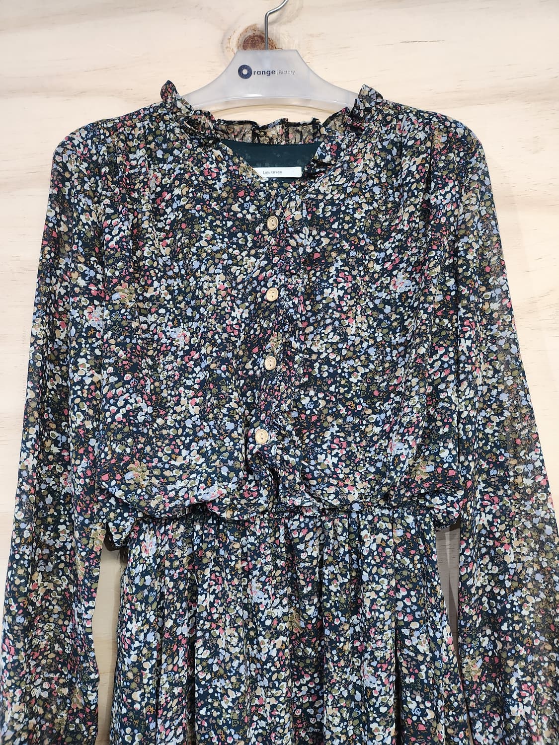 1072) 잔꽃무늬 쉬폰 롱 원피스 상품이미지3