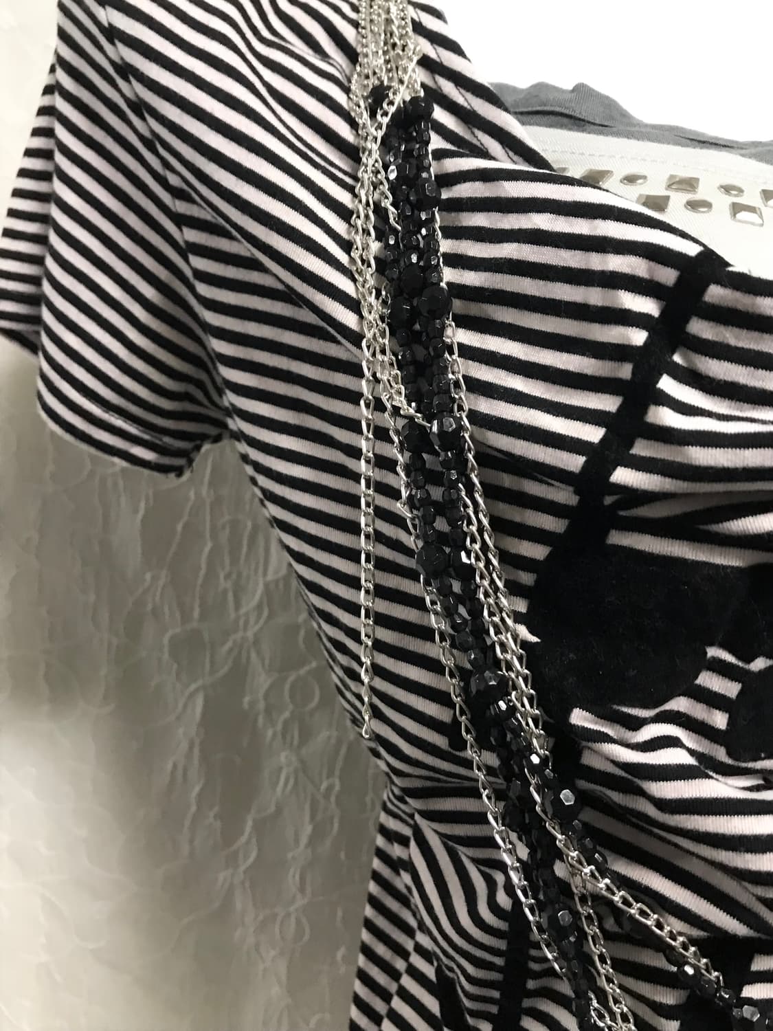 빈티지 digdeep 디그딥 펑크 드레이프 체인 레이어드 반팔 탑 상품이미지7