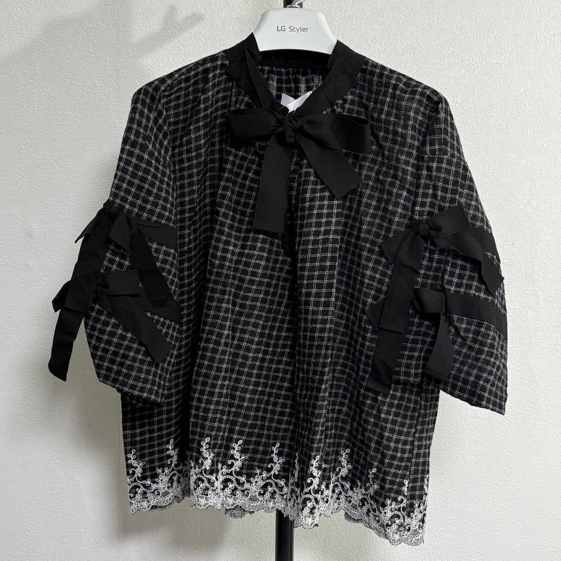 22fw 타오 꼼데가르송 체크 리본 블라우스 s 상품이미지2