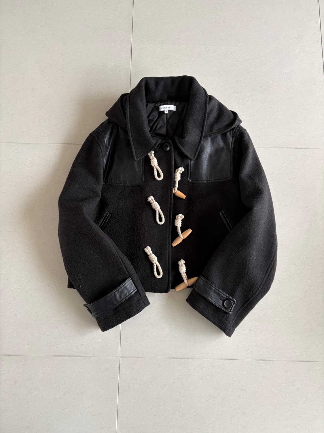 라티젠 더플 코트 크롭 후드 떡볶이 자켓 상품이미지1