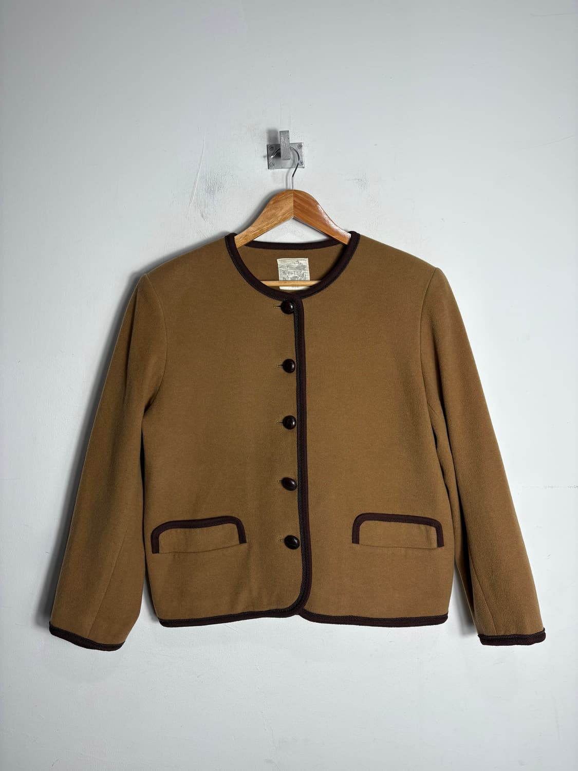 여성 노카라 울 카멜 자켓 상품이미지1