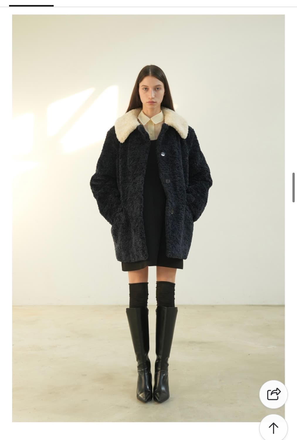 폴앤앨리스 빅카라 미디 퍼코트 하프코트 네이비 상품이미지1