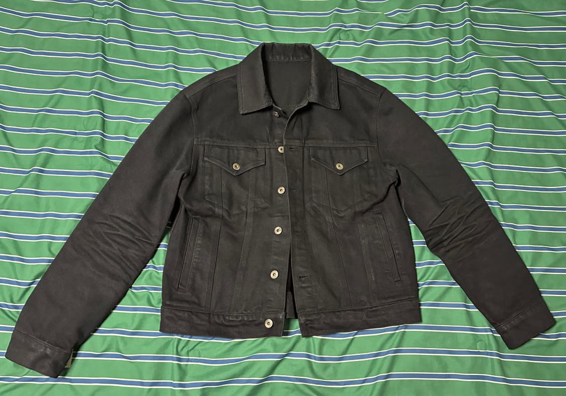 쿠어 엠보 워시드 더블 포켓 트러커 자켓 (블랙) 상품이미지1