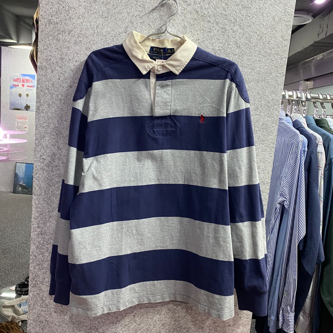 폴로 랄프로렌 커스텀핏 스트라이프 럭비티 B3965 상품이미지2