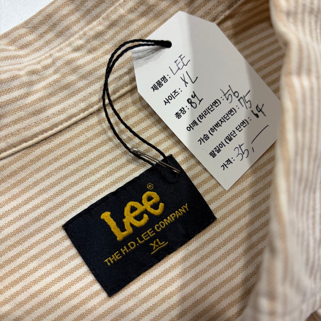 [XL] Lee 리 스트라이프 셔츠 베이지 C443 상품이미지5