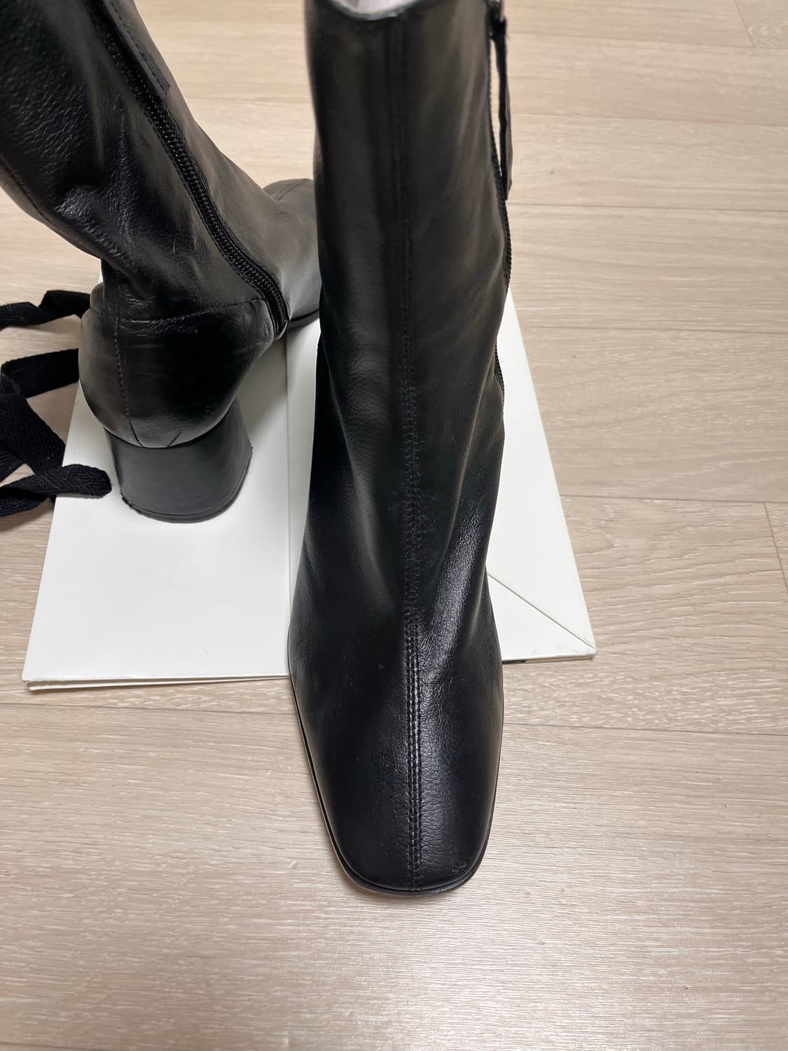 자라 블랙 레더 앵클 부츠 240 (36) 상품이미지3