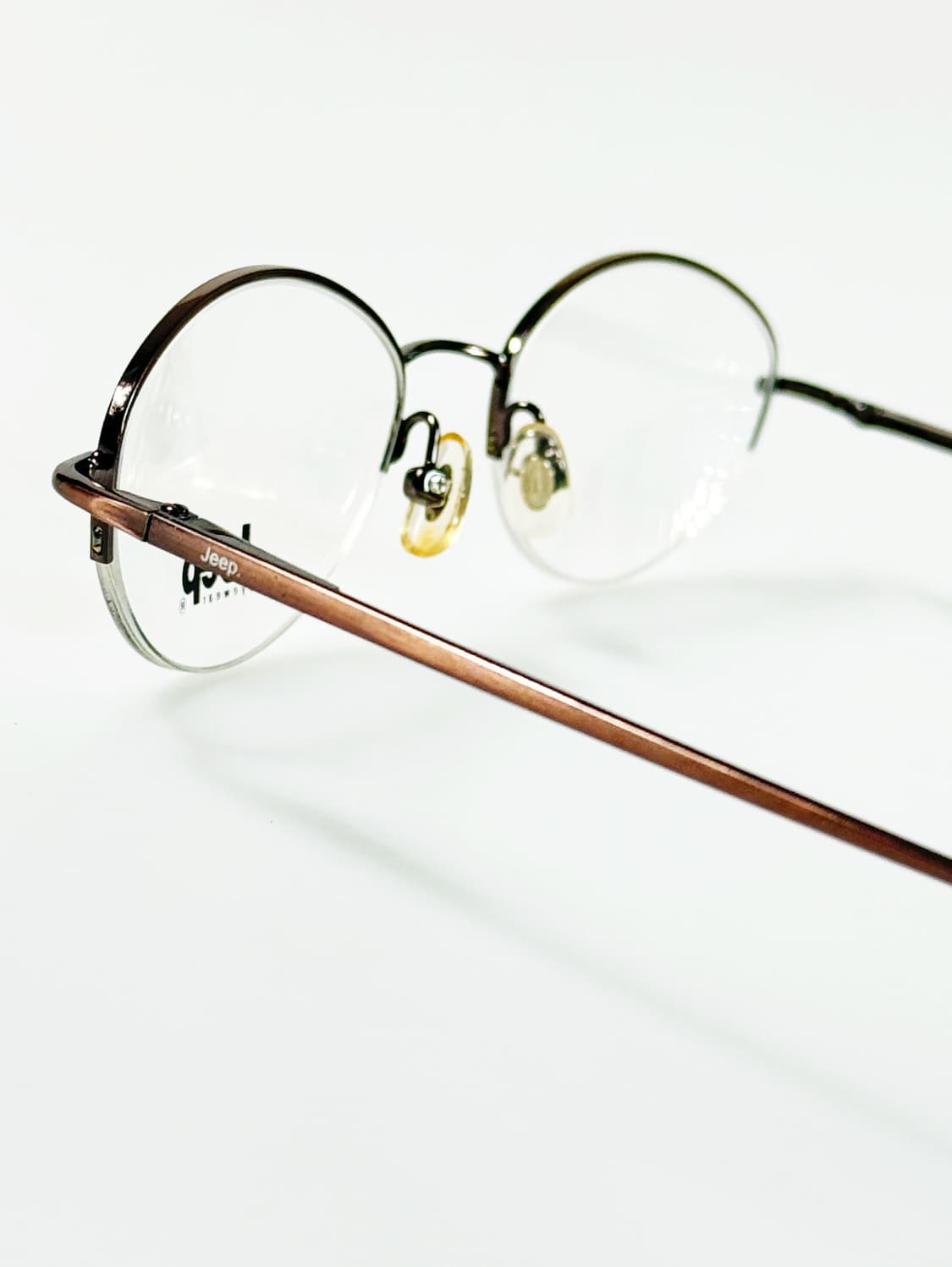 90s Jeep 브라운 오벌 반무테 프레임 빈티지 안경 상품이미지4