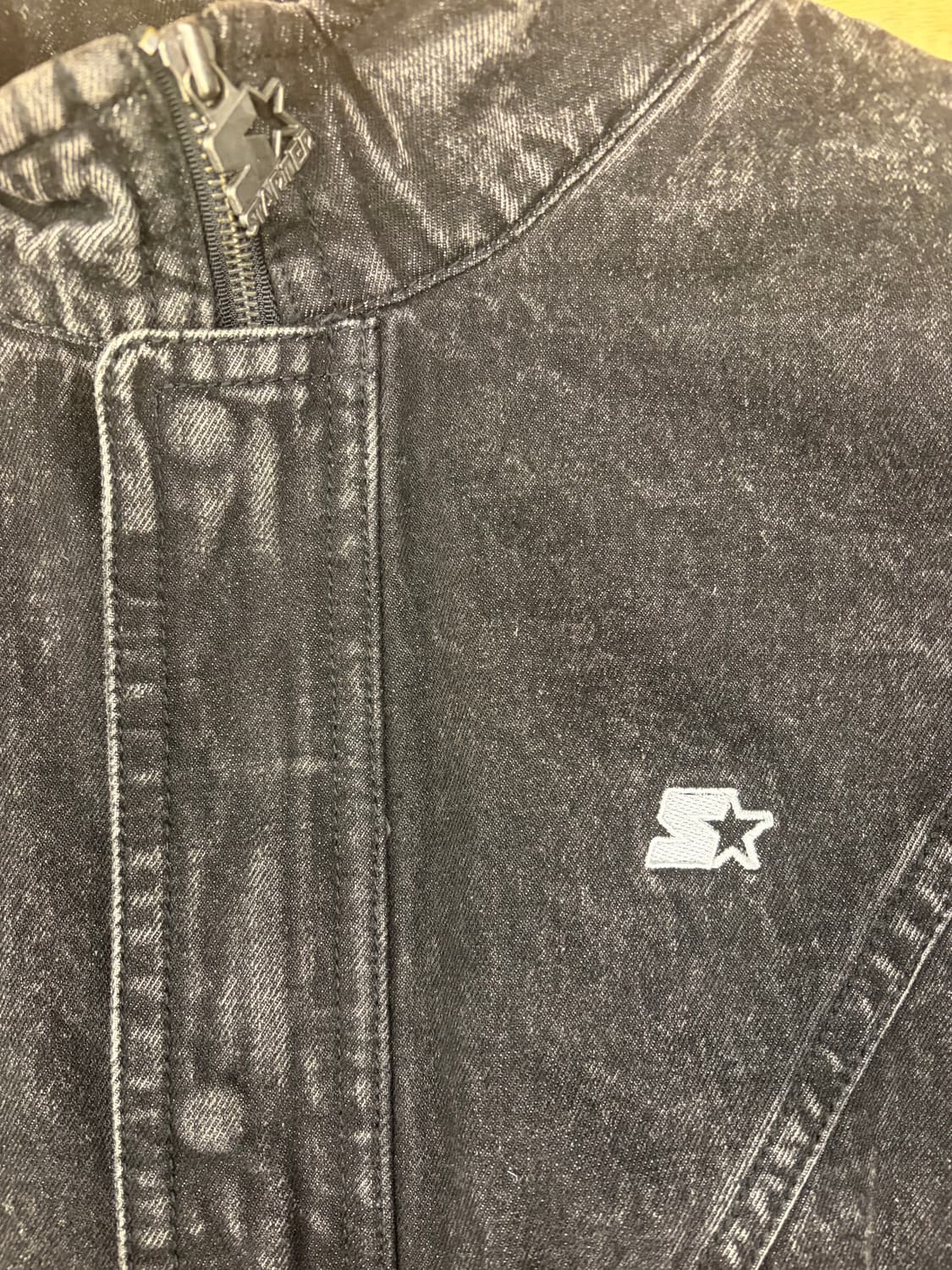 [M]스타터 워싱 흑청데님 하프집업 상품이미지2