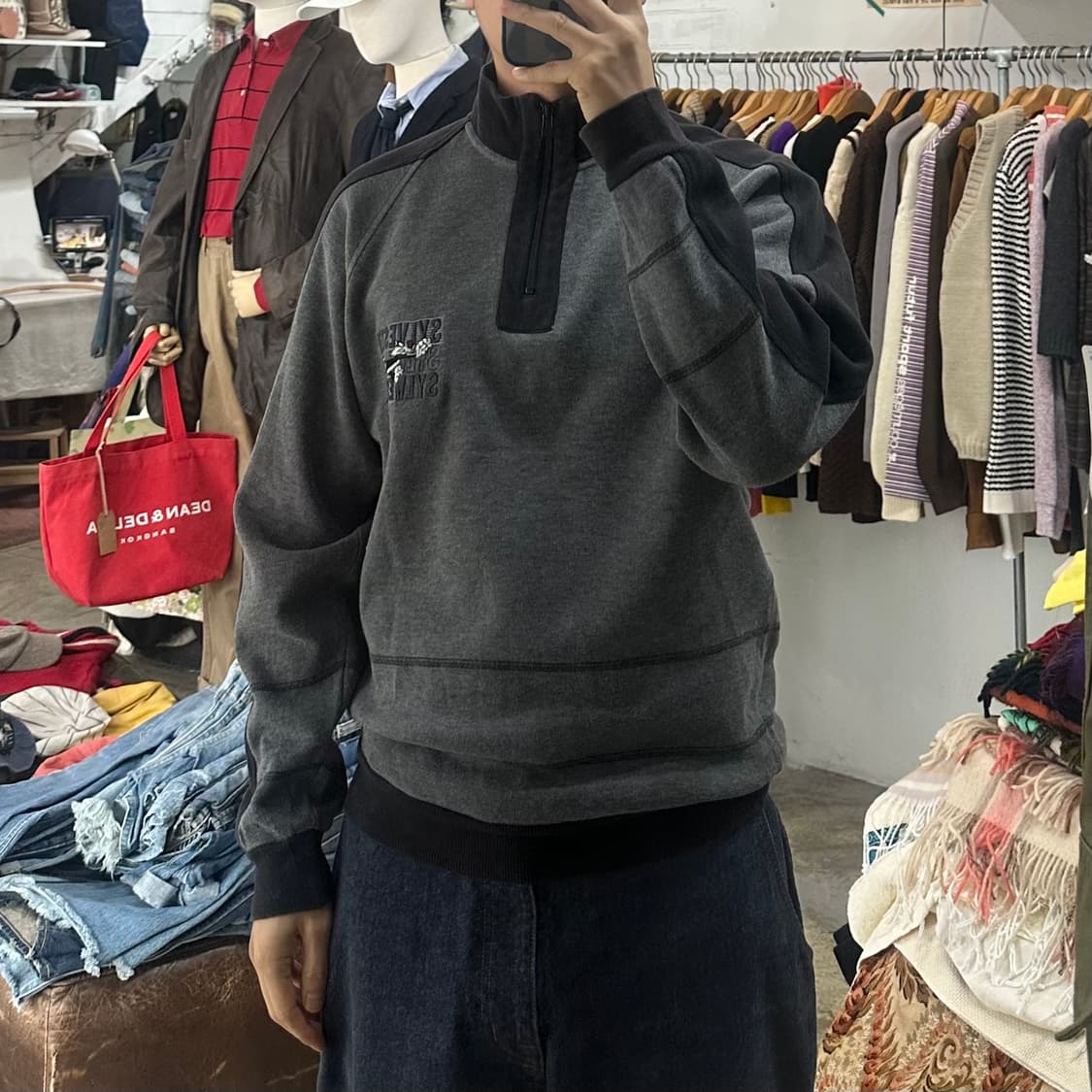 (착용컷) PIASPORTS 하프 집업 폴라 스웻 셔츠 (남성용 100) 상품이미지3