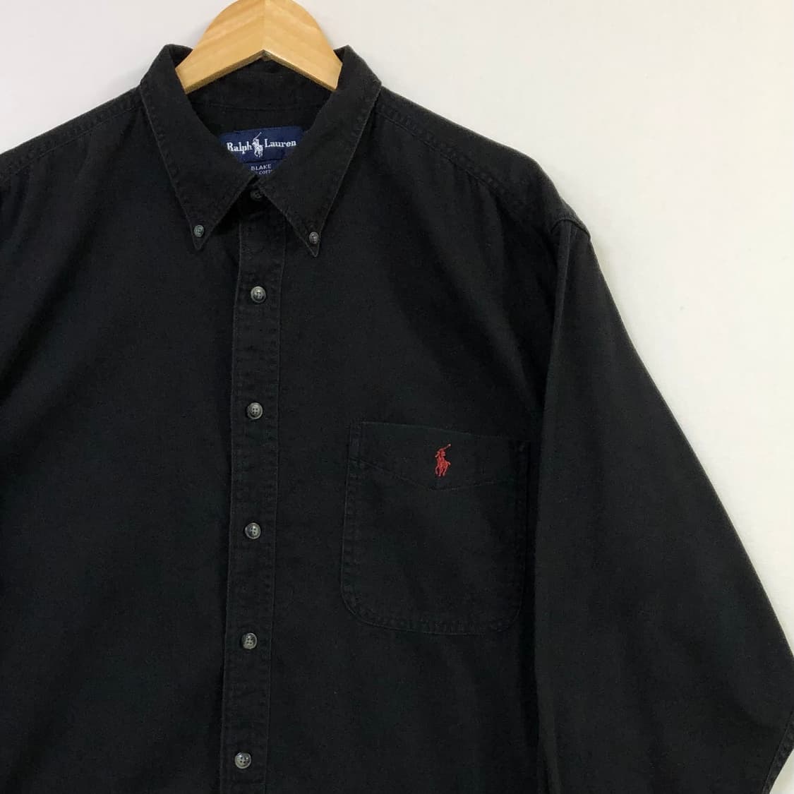 Xxl 폴로 블랙 솔리드코튼 셔츠 상품이미지1