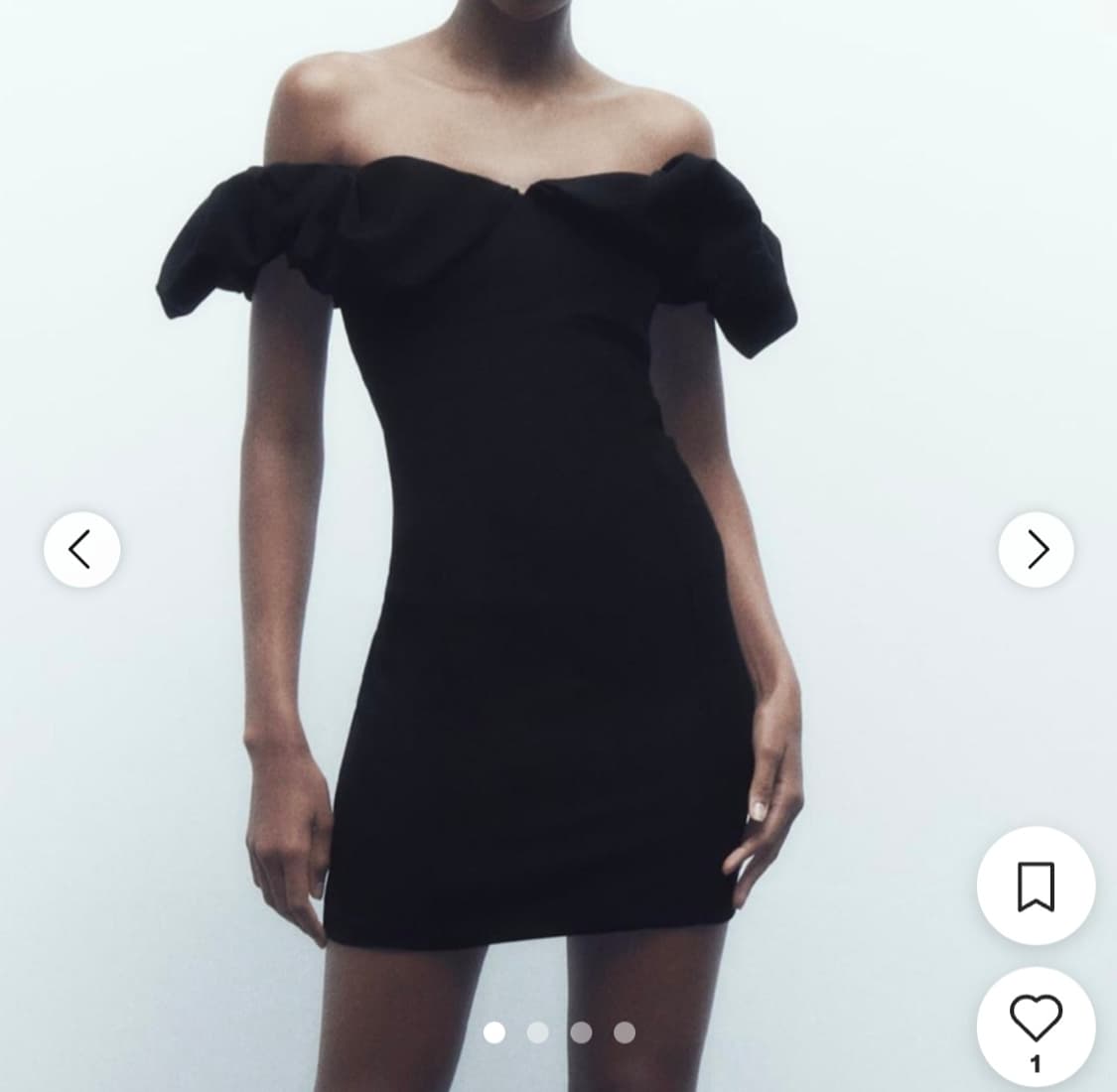 자라 퍼프 슬리브 미니 드레스 블랙 상품이미지2