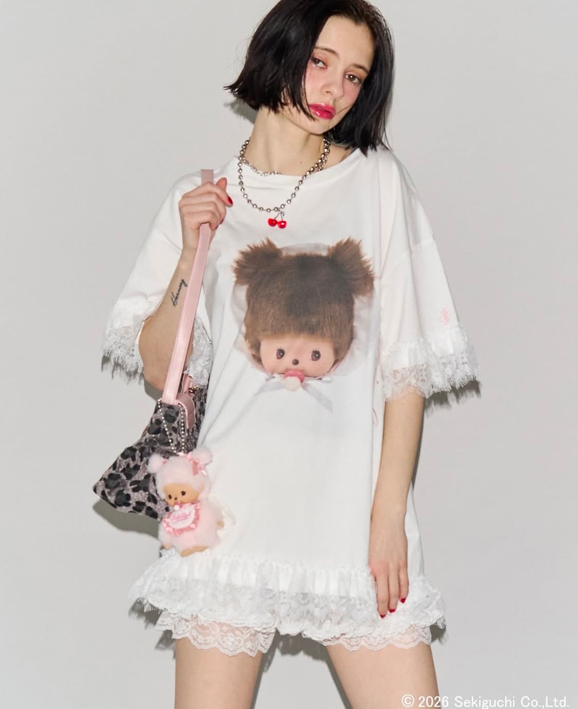 쥬에띠 몬치치 Jouetie Monchichi 베이비치치 레이스 티셔츠 상품이미지1