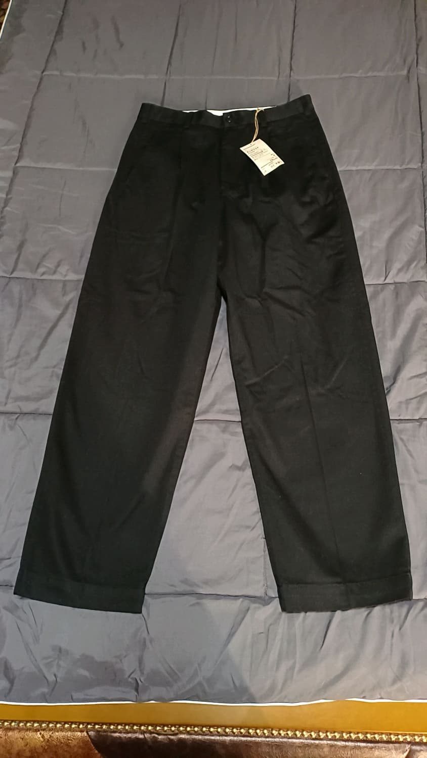 무인양품 미사용 와이드블랙면바지 30인치 기장106 상품이미지1