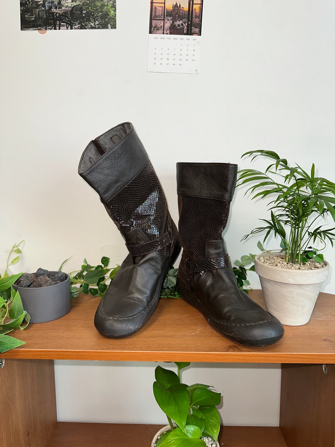 Dark brown python buckle boots 상품이미지3