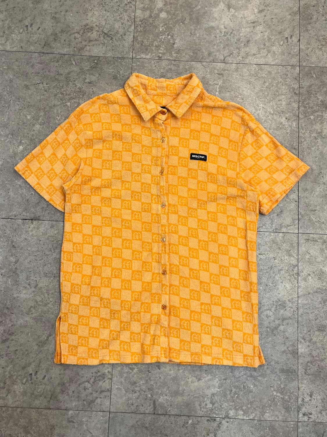미스치프 체크 타월 반팔 셔츠 오렌지 #csz3665 상품이미지4