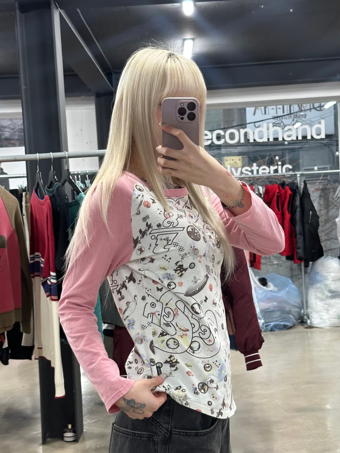 히스테릭 글래머X레드 제플린 콜라보레이션 라글란 긴팔 상품이미지2