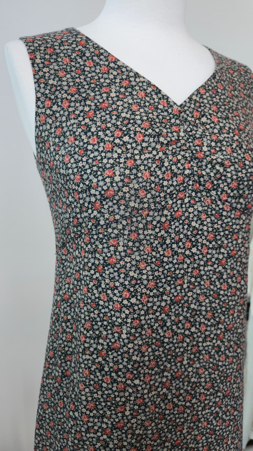 빈티지 잔꽃 나시 원피스 M 레이온 울 혼방 브이넥 미디 상품이미지6