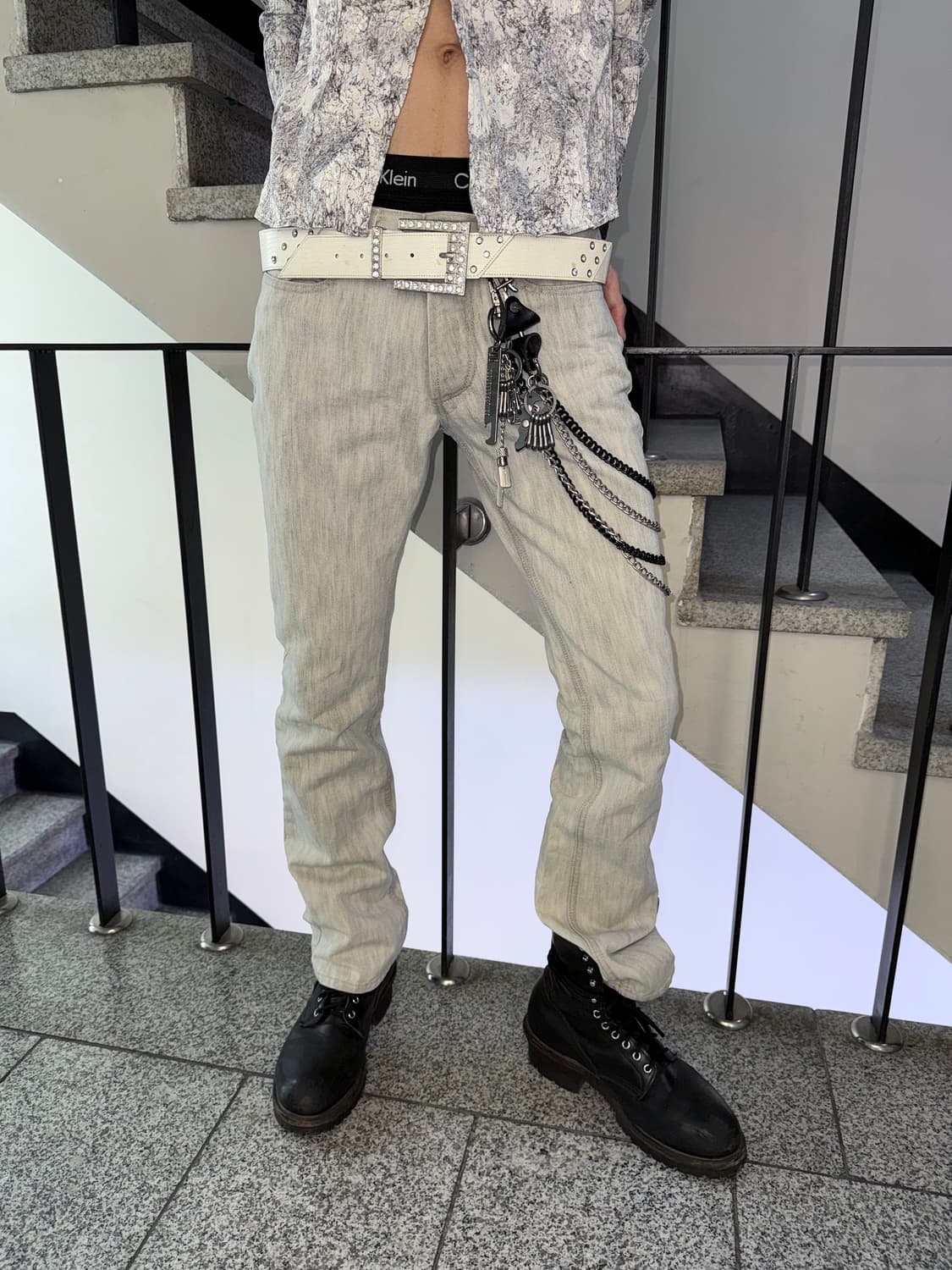 rhinestone patch work belt 상품이미지3