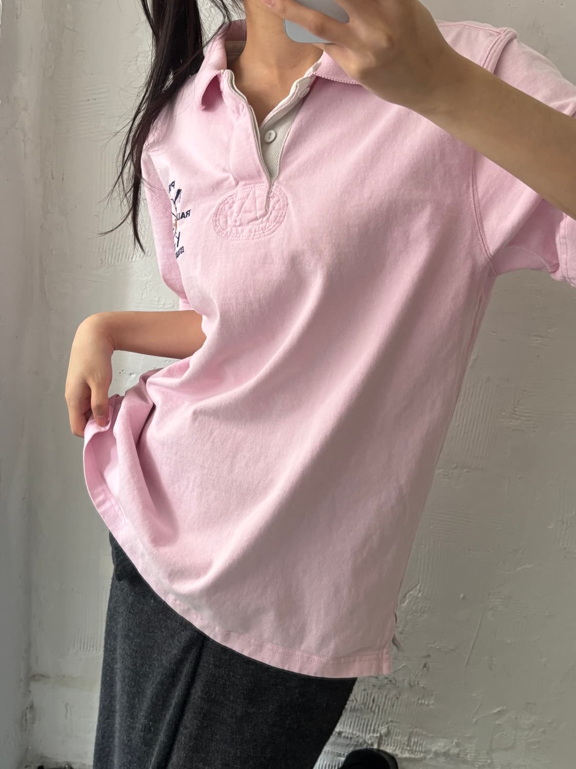 Polo 폴로 랄프로렌 핑크컬러 골프로고 럭비 티셔츠 상품이미지2