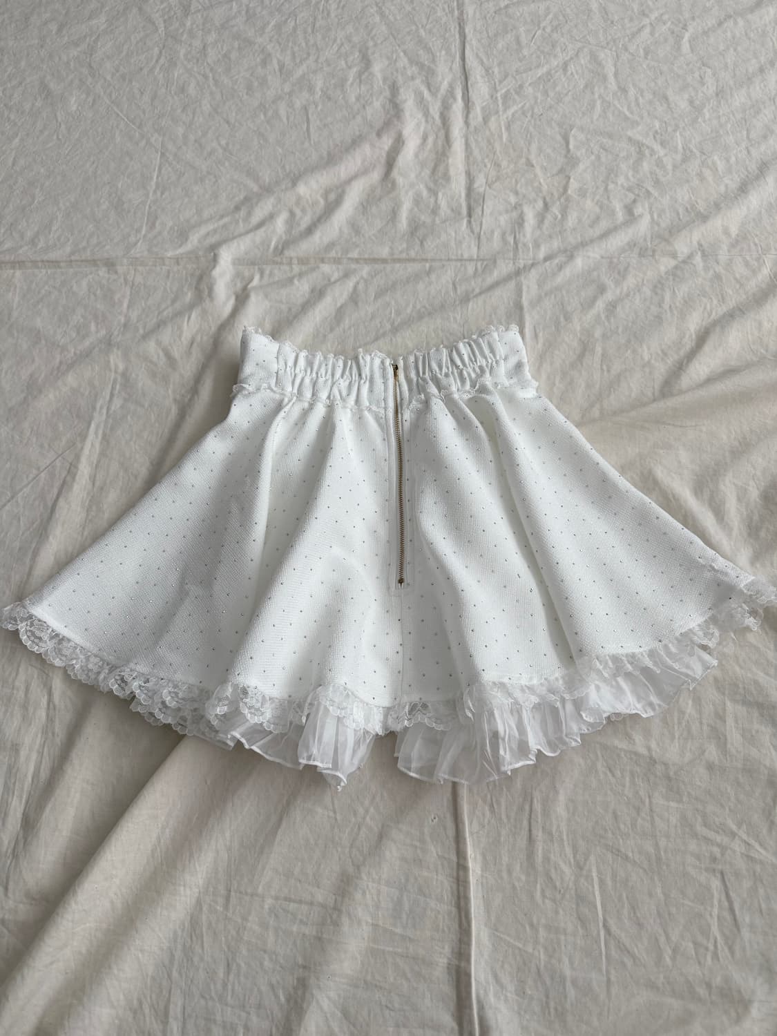 로지타 지뢰계 양산형 히메갸루 하이웨스트 화이트 큐빅 미니원피스 상품이미지7