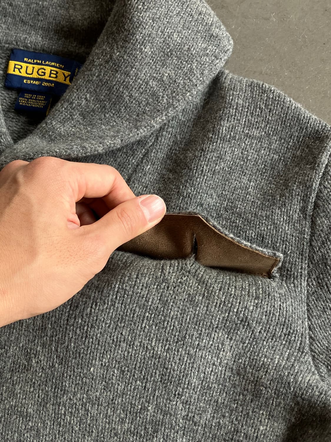 폴로 럭비 숄카라 엘보우 레더패치 니트 S(100) 상품이미지5