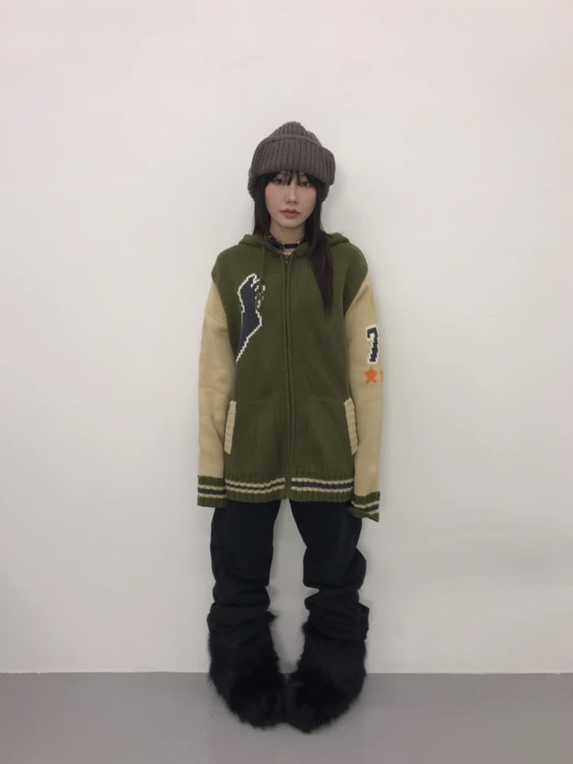 Tidal Wave Knit Hooded Zip-Up Jacket 상품이미지1