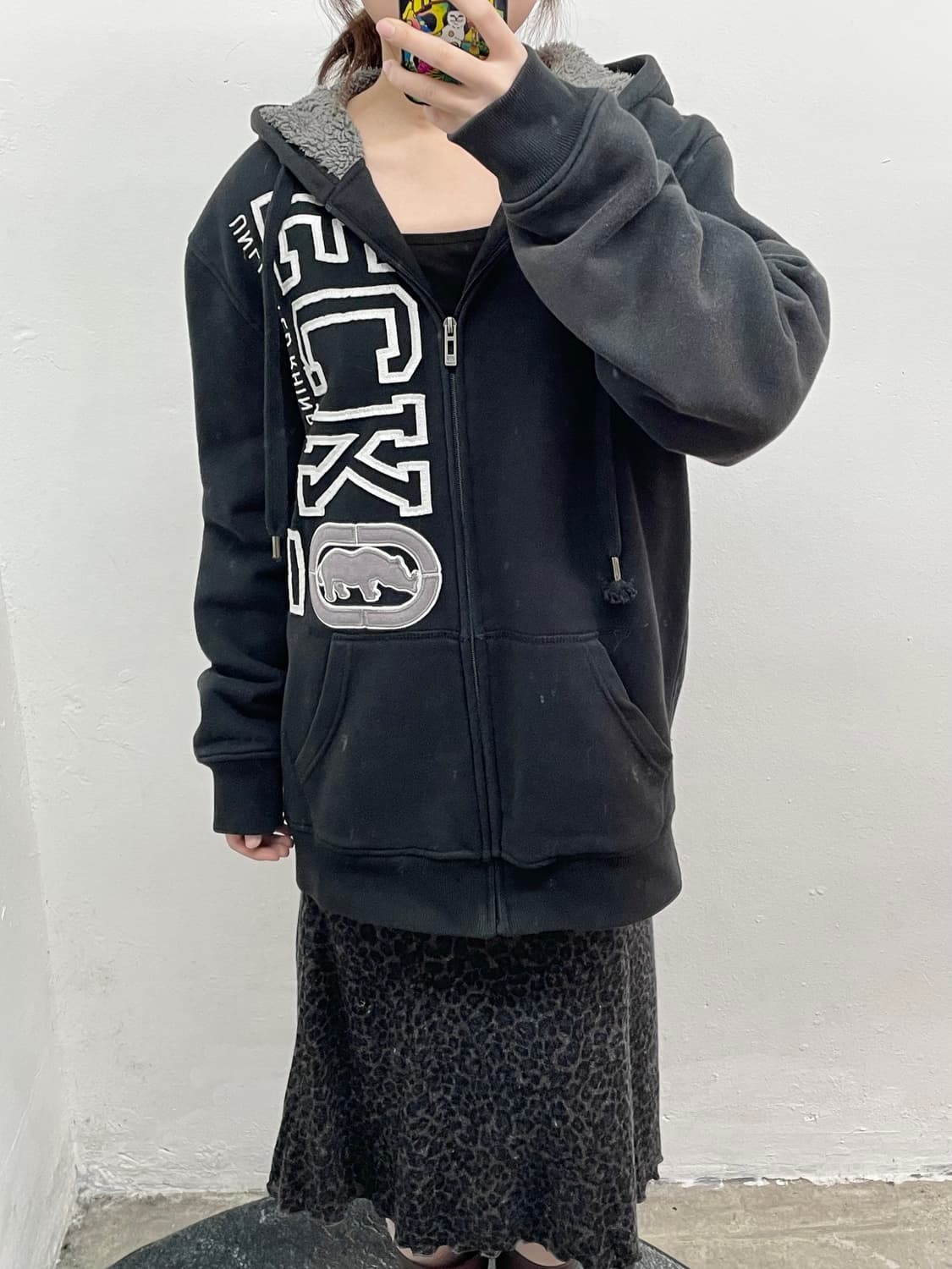 에코언리미티드 로고 퍼 헤비 후드집업 상품이미지5