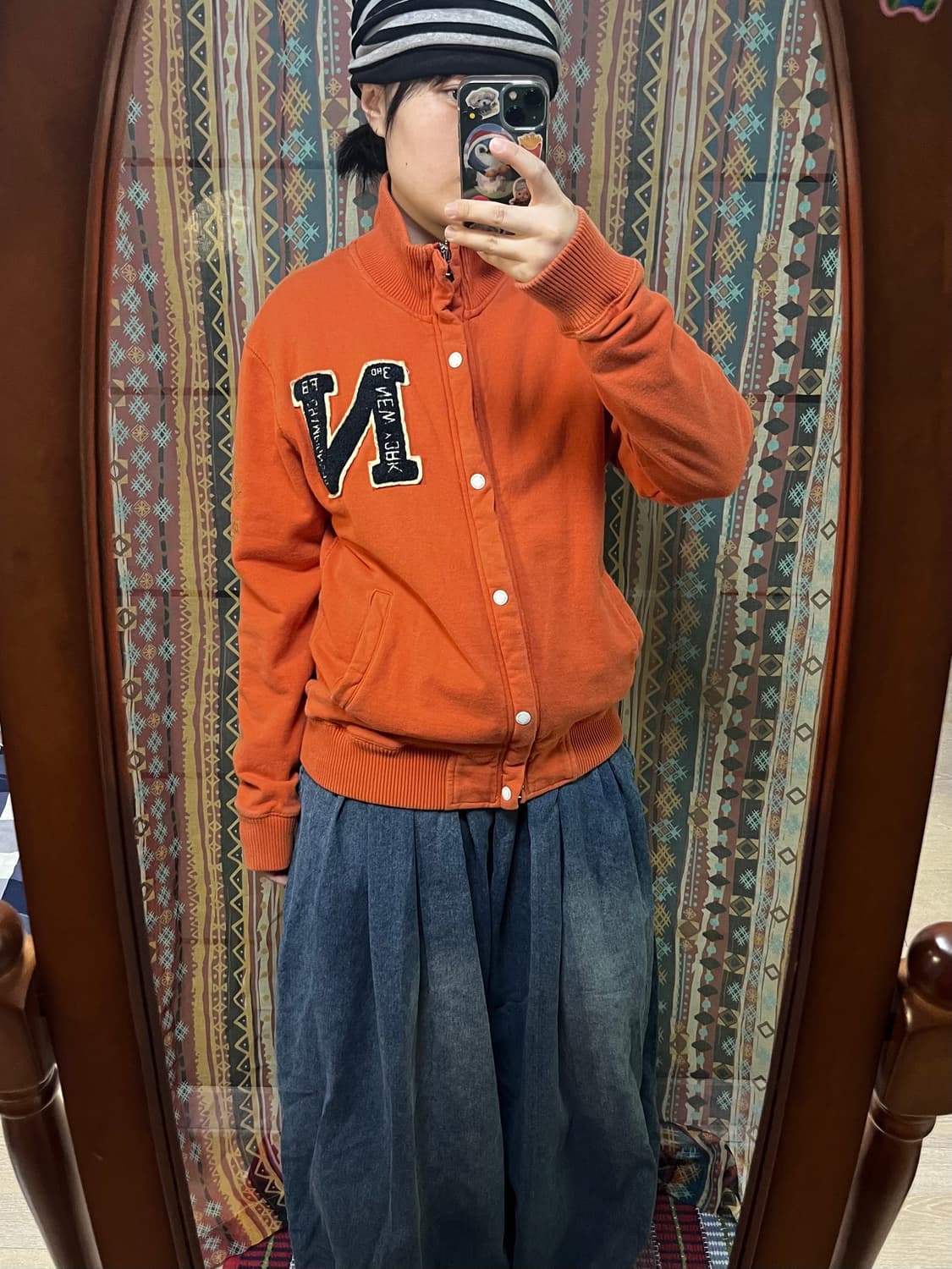 오렌지 스웨트 바시티 집업 상품이미지2