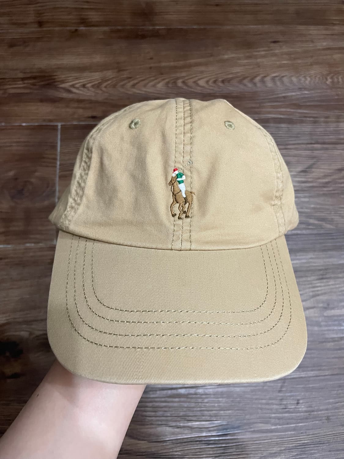 폴로 베이지 가죽스트랩 볼캡 캡모자 상품이미지1