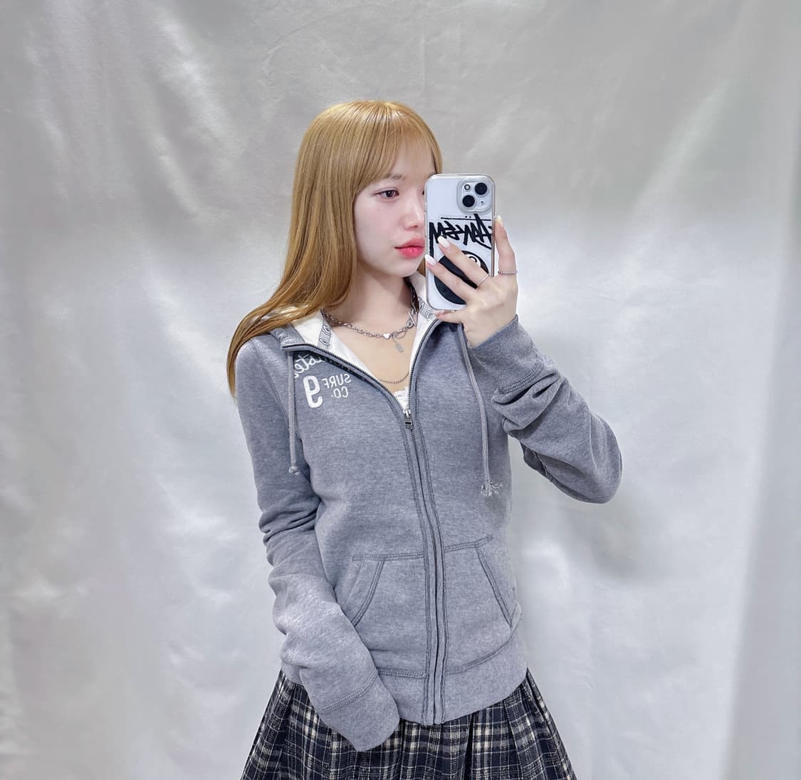 홀리스터 그레이 딱붙핏 후드집업  상품이미지2