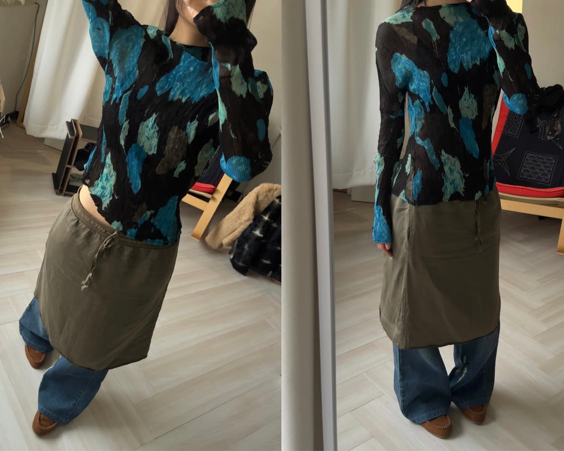 [Vintage] Abstract Crinkle Pleats L/S 상품이미지1