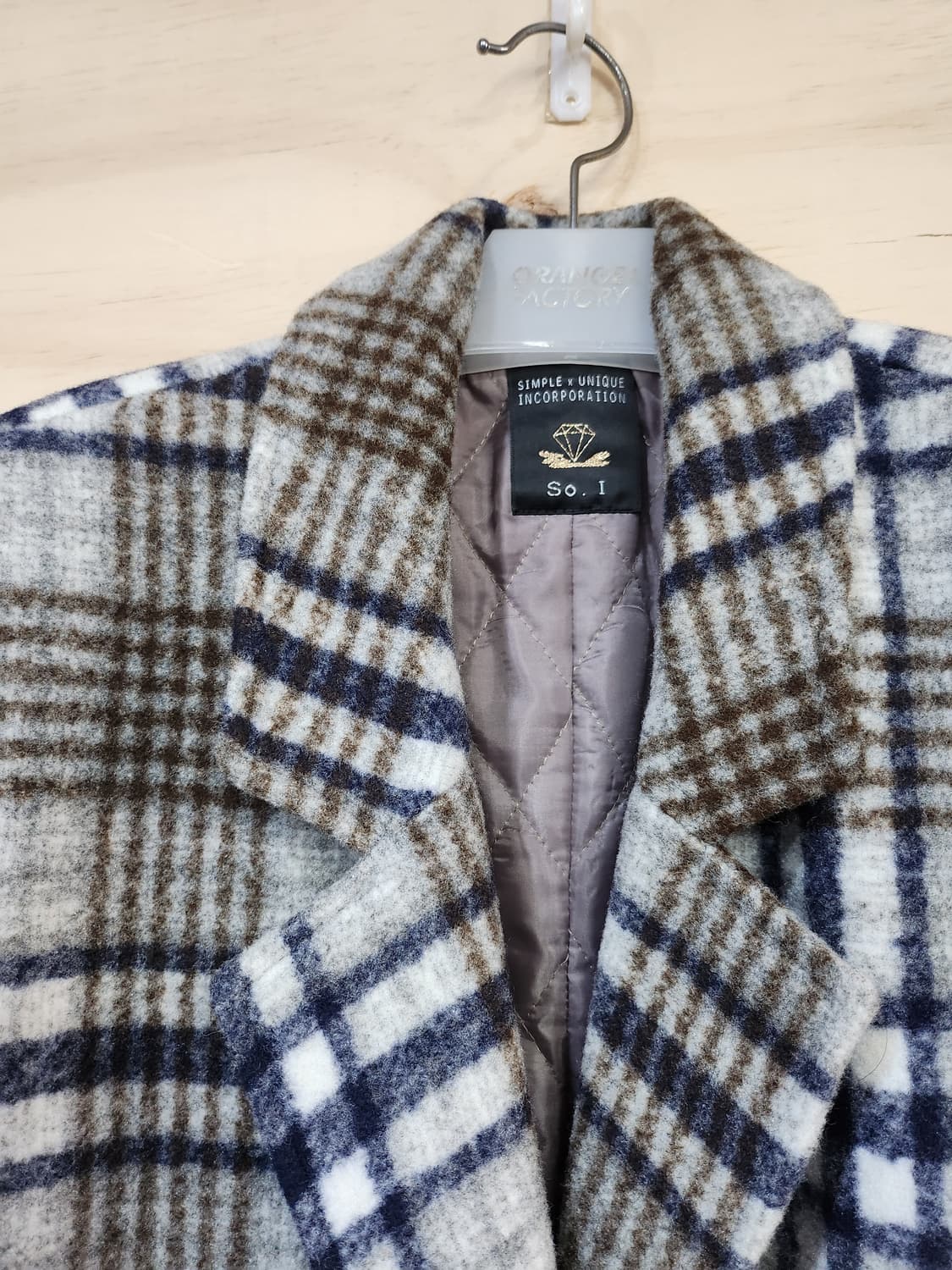 650) 여성 누빔안감 체크 롱 코트 상품이미지5