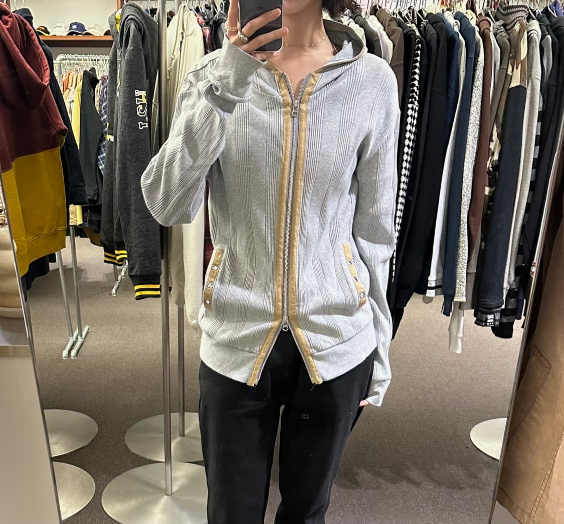 L)Comme Ca Ism vintage 배색 후드집업 상품이미지1