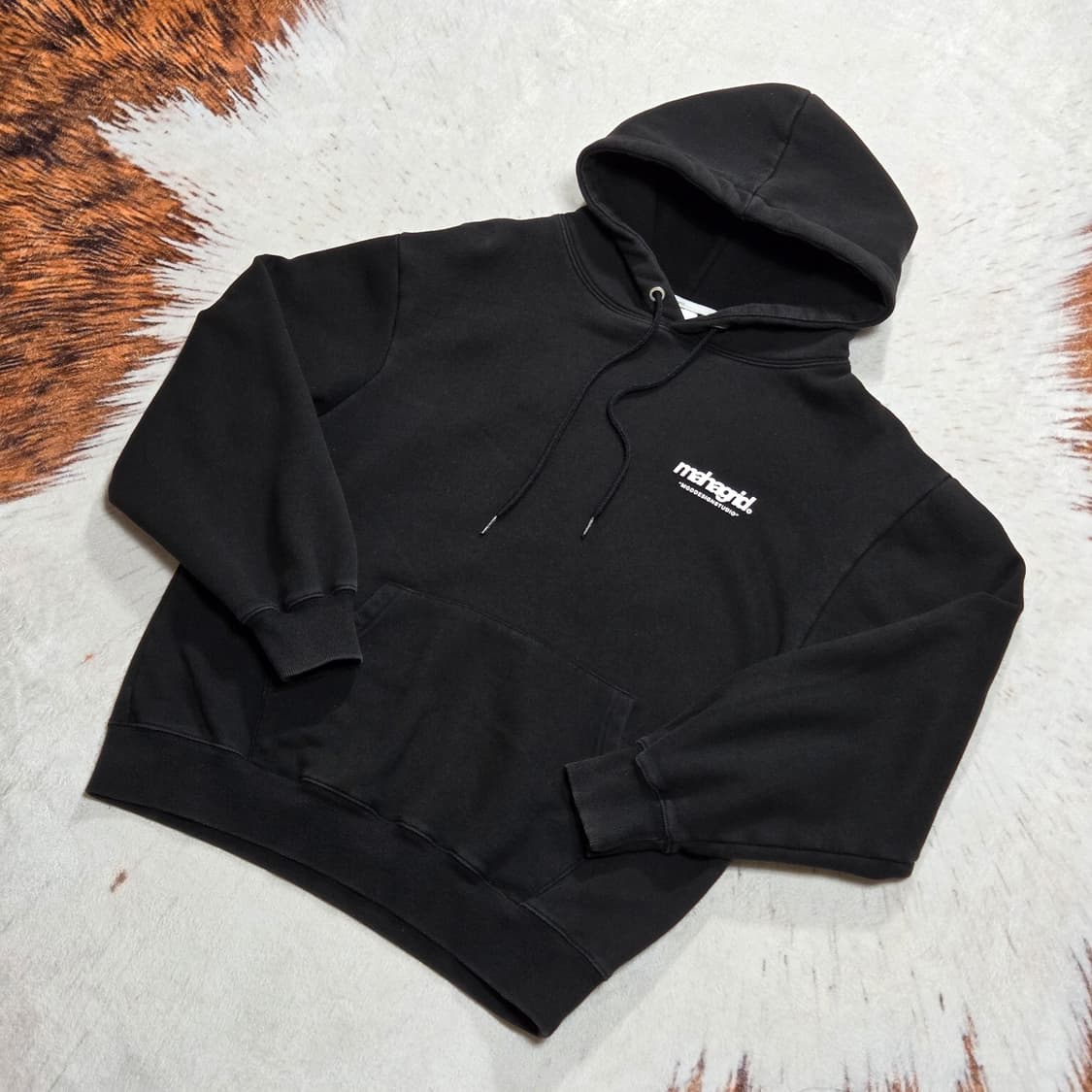 마하그리드 오버핏 블랙 후드티 상품이미지4