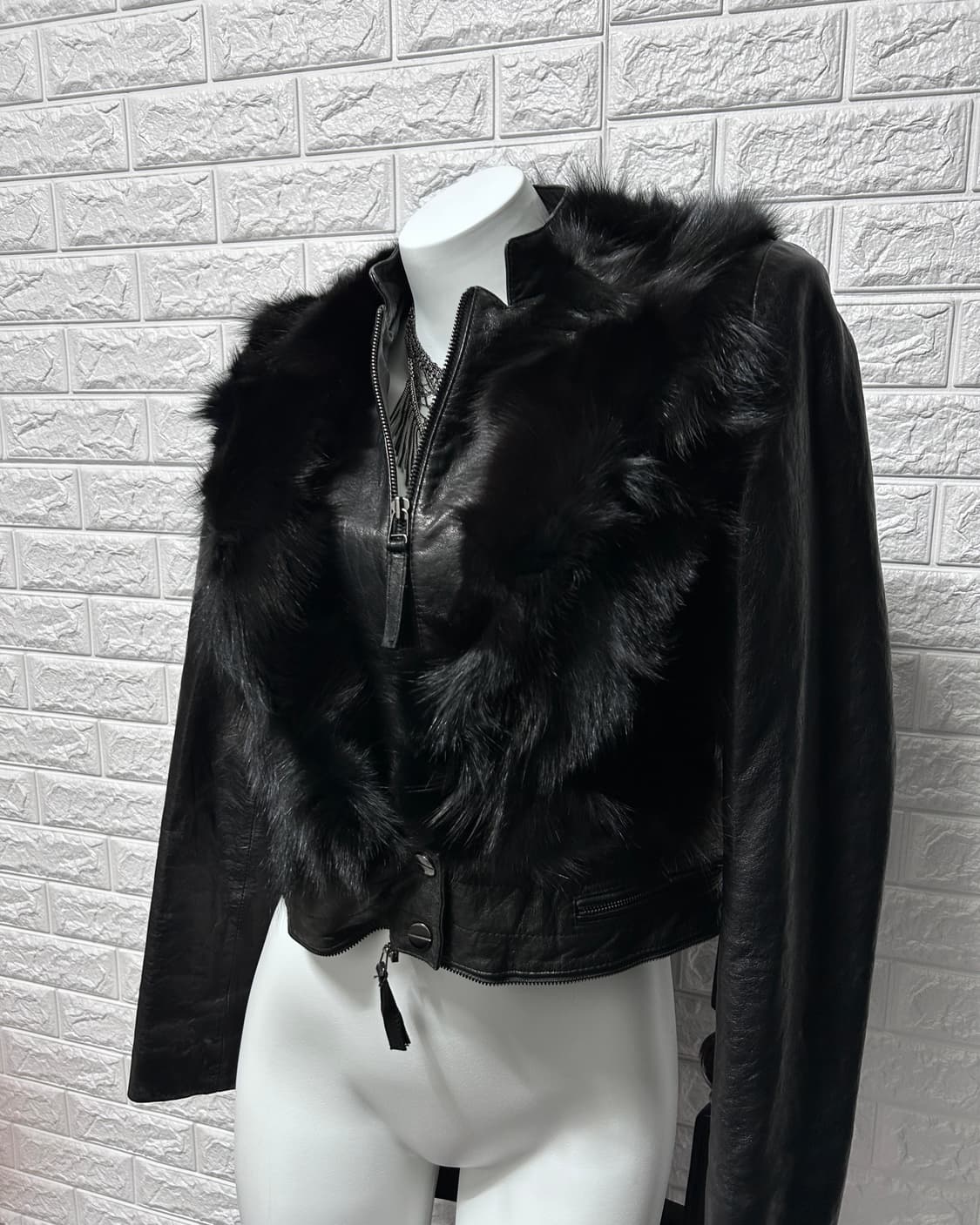 Robo 램스킨 하이브리드 여우 퍼 레더 코트 상품이미지4