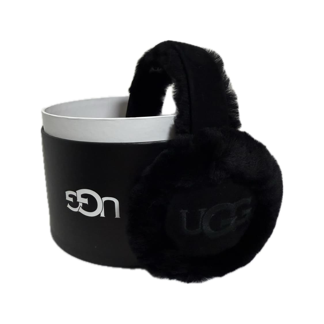 미국 정품 어그 로고 자수 양털 귀마개 블랙 상품이미지2